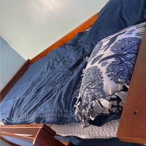 Blue Comforter with Intricate Bird Design